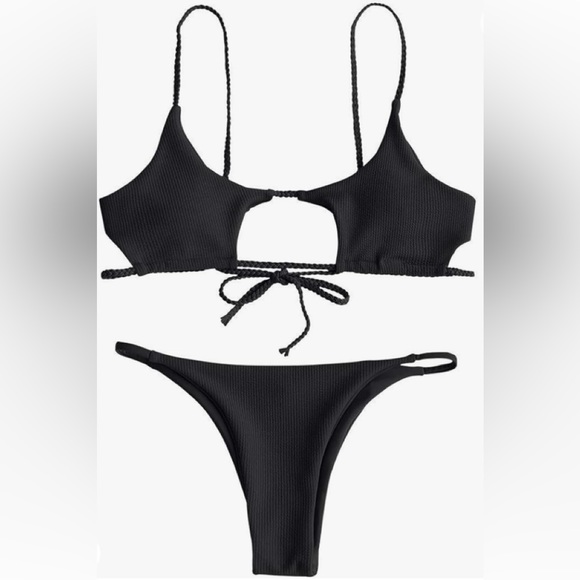 🆕 ZAFUL BLACK 2-PIECE BIKINI SET (S 4) - Picture 5 of 15